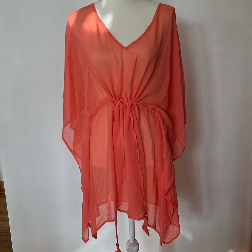 Beaches And Boho Seas The Dream peach/orange Sheer Coverup